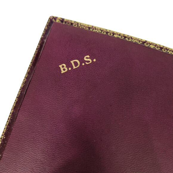 Vintage Embossed Leather Slim Bag Red Gold Gilding Italian Handbag Handle Small - Picture 10 of 16